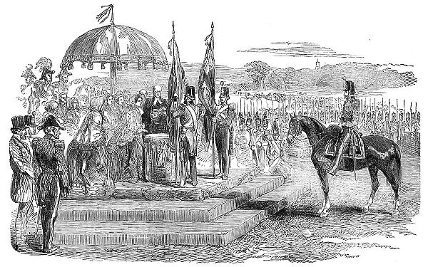 Presentation of New Colours to the South Lincoln Militia, at Grantham, 1854. Creator: Unknown