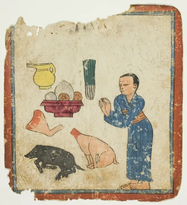 Framed Print : Presentation of Offerings, from a Set of Initiation Cards (Tsakali), 14th / 15th century Framed Print : Presentation of Offerings, from a Set of Initiation Cards (Tsakali), 14th / 15th century