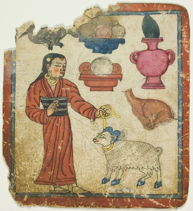Framed Print : Presentation of Offerings, from a Set of Initiation Cards (Tsakali), 14th / 15th century Framed Print : Presentation of Offerings, from a Set of Initiation Cards (Tsakali), 14th / 15th century