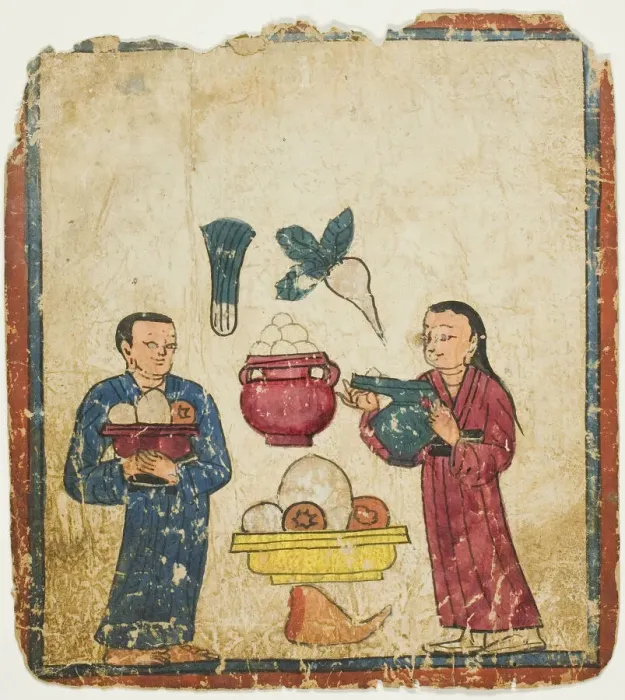 Framed Print : Presentation of Offerings, from a Set of Initiation Cards (Tsakali), 14th / 15th century Framed Print : Presentation of Offerings, from a Set of Initiation Cards (Tsakali), 14th / 15th century