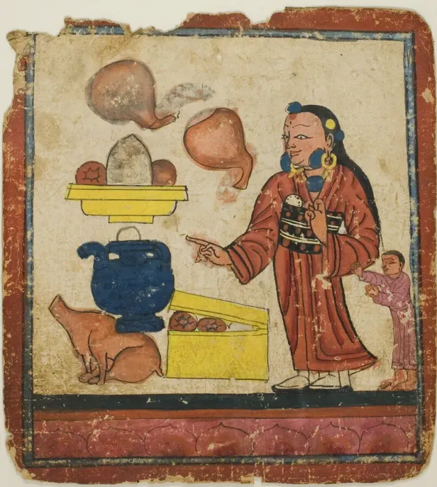 Framed Print : Presentation of Offerings, from a Set of Initiation Cards (Tsakali), 14th / 15th century Framed Print : Presentation of Offerings, from a Set of Initiation Cards (Tsakali), 14th / 15th century