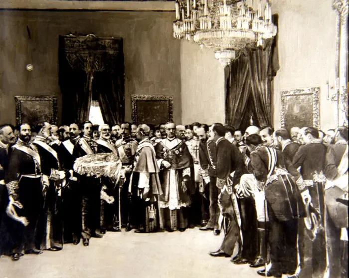 Framed Print : Presentation of the Principe de Asturias to the diplomatic corps and senior government officials Framed Print : Presentation of the Principe de Asturias to the diplomatic corps and senior government officials