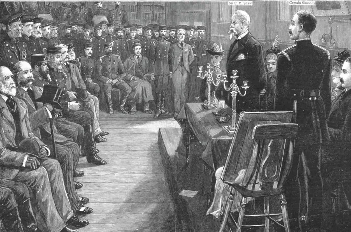 Framed Print : The Presentation to Sir Eyre Massey Shaw, on the Occasion of his Retirement, by the... 1891. Creator: Unknown