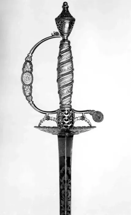 Framed Print : Presentation Smallsword with Scabbard of Admiral Marriot Arbuthnot, British, dated 1780 Framed Print : Presentation Smallsword with Scabbard of Admiral Marriot Arbuthnot, British, dated 1780