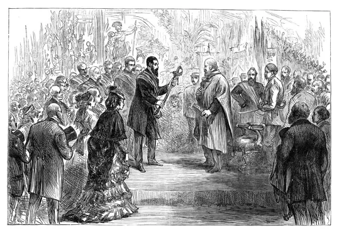 Framed Print : Presentation of a sword to Giuseppe Garibaldi at the Crystal Palace, 1864 (late 19th century) Framed Print : Presentation of a sword to Giuseppe Garibaldi at the Crystal Palace, 1864 (late 19th century)
