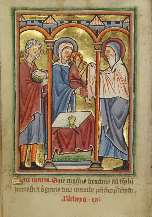 Framed Print : The Presentation in the Temple, about 1190-1200; text added about 1480-1490. Creator: Unknown Framed Print : The Presentation in the Temple, about 1190-1200; text added about 1480-1490. Creator: Unknown