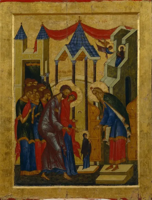 Framed Print : The Presentation in the Temple, 1497. Artist: Russian icon
