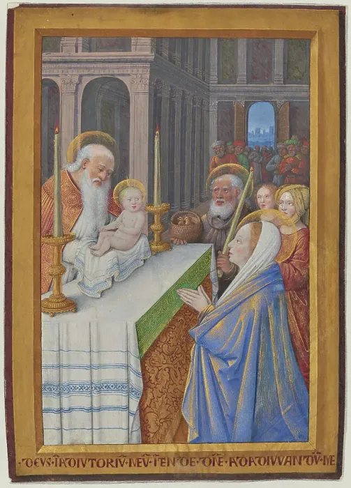 Framed Print : The Presentation in the Temple, 1498-1499. Creator: Jean Bourdichon Framed Print : The Presentation in the Temple, 1498-1499. Creator: Jean Bourdichon
