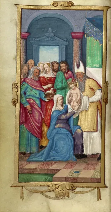 Framed Print : The Presentation in the Temple; Book of Hours, 1544. Creator: Unknown Framed Print : The Presentation in the Temple; Book of Hours, 1544. Creator: Unknown