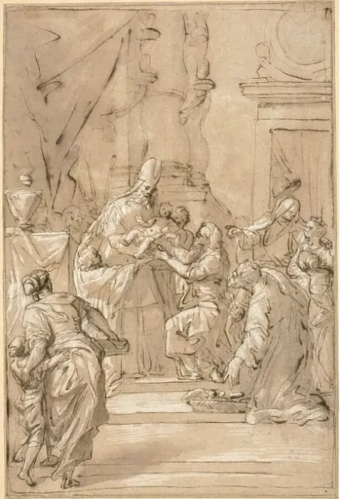 Framed Print : Presentation in the Temple, c.1710. Creator: Pietro da Pietri Framed Print : Presentation in the Temple, c.1710. Creator: Pietro da Pietri