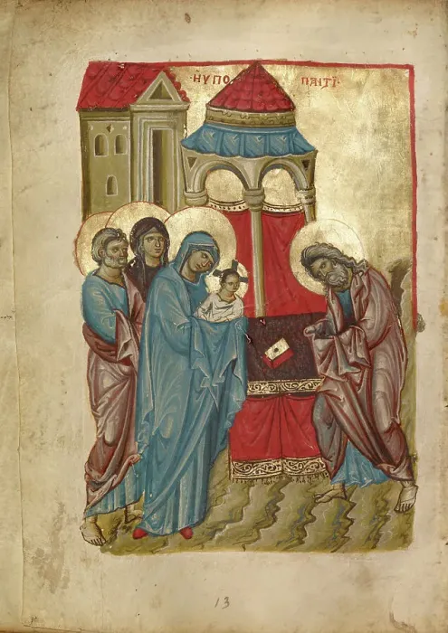 Framed Print : The Presentation in the Temple; Gospel Book, late 13th century. Creator: Unknown Framed Print : The Presentation in the Temple; Gospel Book, late 13th century. Creator: Unknown