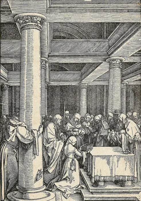 Framed Print : The Presentation in the Temple, from The Life of the Virgin, c. 1505. Creator: Dürer, Albrecht (1471-1528) Framed Print : The Presentation in the Temple, from The Life of the Virgin, c. 1505. Creator: Dürer, Albrecht (1471-1528)