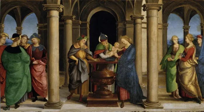 Framed Print : Presentation at the Temple (Predella Panel of the Oddi Altarpiece), 1503. Creator Framed Print : Presentation at the Temple (Predella Panel of the Oddi Altarpiece), 1503. Creator