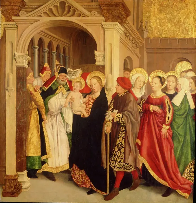 Framed Print : The Presentation in the Temple. Purification of the Virgin, 1490. Creator: Lonhy; Antoine de (active 1446-1490) Framed Print : The Presentation in the Temple. Purification of the Virgin, 1490. Creator: Lonhy; Antoine de (active 1446-1490)
