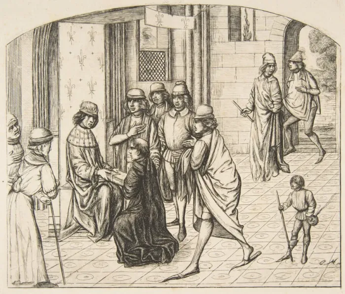 Framed Print : Presentation of Valerius Maximus to King Louis XI, 1862. Creator: Charles Meryon Framed Print : Presentation of Valerius Maximus to King Louis XI, 1862. Creator: Charles Meryon