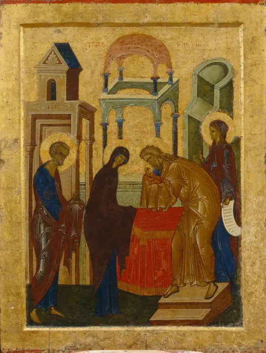Framed Print : The Presentation of the Virgin Mary, 1497. Artist: Russian icon Framed Print : The Presentation of the Virgin Mary, 1497. Artist: Russian icon
