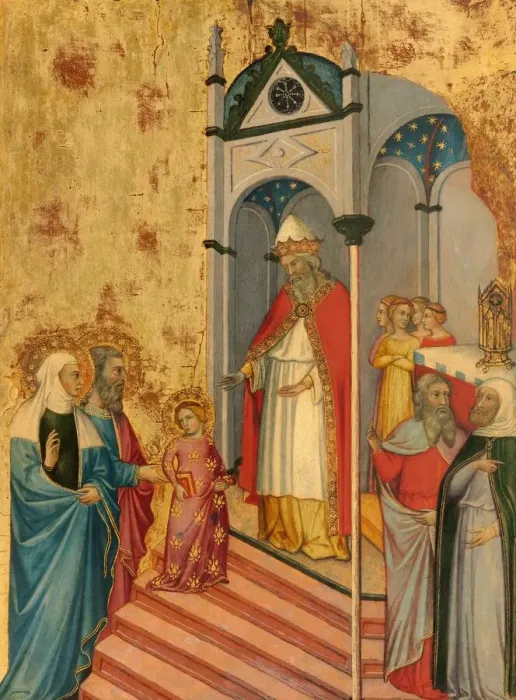 Framed Print : The Presentation of the Virgin in the Temple, c. 1400 / 1405. Creator: Andrea di Bartolo Framed Print : The Presentation of the Virgin in the Temple, c. 1400 / 1405. Creator: Andrea di Bartolo