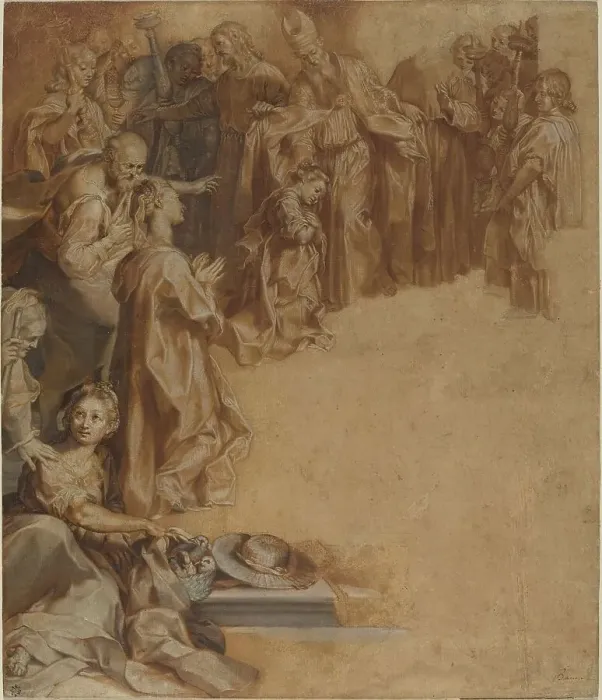 Framed Print : The Presentation of the Virgin in the Temple, c. 1600. Creator: Federico Barocci Framed Print : The Presentation of the Virgin in the Temple, c. 1600. Creator: Federico Barocci