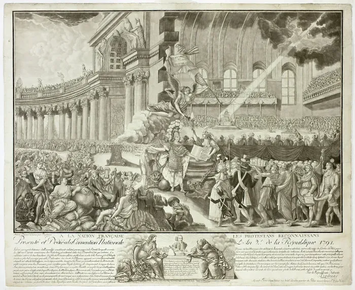 Framed Print : Presenté et dedié a la convention National l'an 2 de la Republique, 1793. Creator: A. Duplessis Framed Print : Presenté et dedié a la convention National l'an 2 de la Republique, 1793. Creator: A. Duplessis