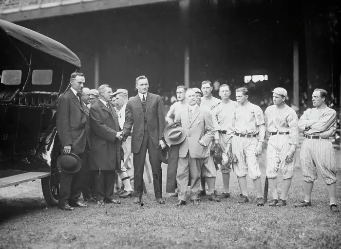 Framed Print : Presenting Auto to Walter Johnson, Washington AL (baseball), 1913. Creator: Bain News Service Framed Print : Presenting Auto to Walter Johnson, Washington AL (baseball), 1913. Creator: Bain News Service