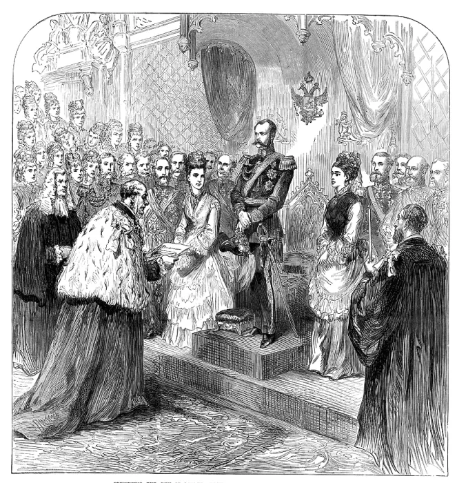 Framed Print : Presenting the City of London Address to the Emperor of Russia at Guildhall, 1874. Creator: Unknown Framed Print : Presenting the City of London Address to the Emperor of Russia at Guildhall, 1874. Creator: Unknown