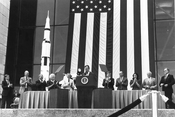 President George Bush and Apollo 11 Astronauts, Washington D. C. USA, 1989. Creator: NASA