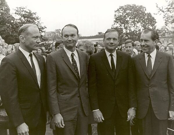 President Nixon meets the Apollo 11 astronauts on the lawn of the White House