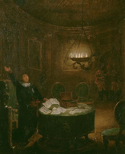 President Reuterholm opens the Armfeltska letters...in 1794, (late 18th-early 19th century). Creator: Pehr Hörberg
