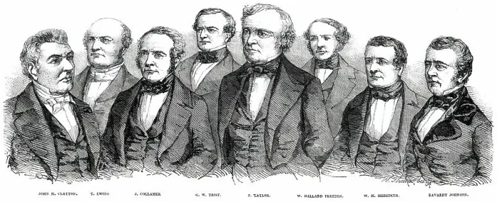 Framed Print : President Taylor and his Cabinet - daguerreotyped by Brady, 1850. Creator: W Thomas Framed Print : President Taylor and his Cabinet - daguerreotyped by Brady, 1850. Creator: W Thomas