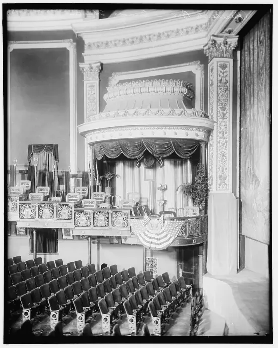 Framed Print : President's Box, Belasco Theater, between 1910 and 1920. Creator: Harris & Ewing. President's Box, Belasco Theater, between 1910 and 1920. Creator: Harris & Ewing Framed Print : President's Box, Belasco Theater, between 1910 and 1920. Creator: Harris & Ewing. President's Box, Belasco Theater, between 1910 and 1920. Creator: Harris & Ewing