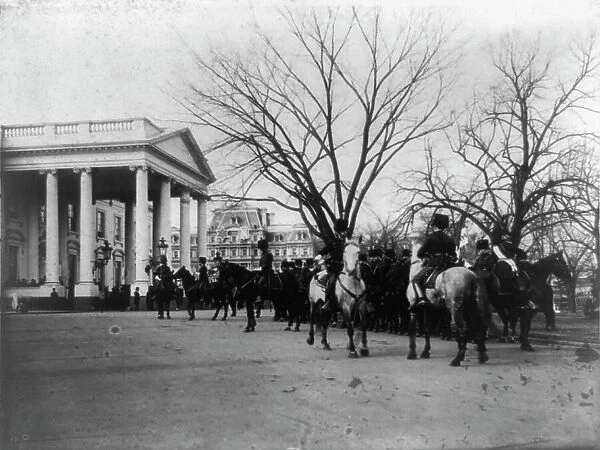 The 'President's own' in waiting as escort at the White House, between 1889 and 1906. Creator: Frances Benjamin Johnston. The 'President's own' in waiting as escort at the White House, between 1889 and 1906