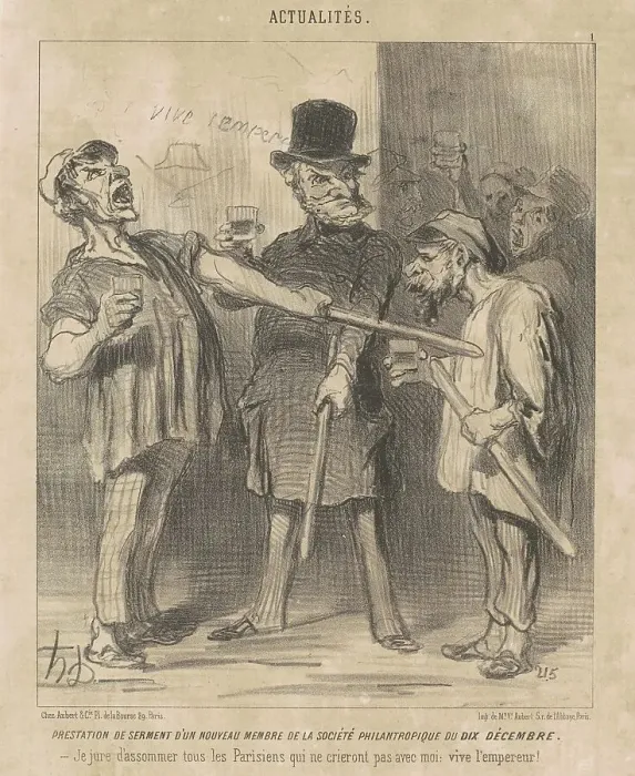 Framed Print : Prestation... d'un... membre... du dix Décembre... 19th century. Creator: Honore Daumier