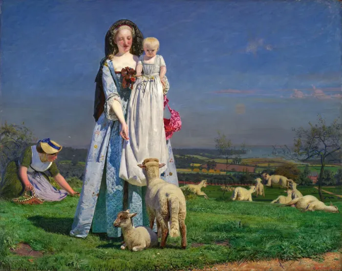 Framed Print : Pretty Baa-Lambs, 1850s. Creator: Ford Madox Brown Framed Print : Pretty Baa-Lambs, 1850s. Creator: Ford Madox Brown