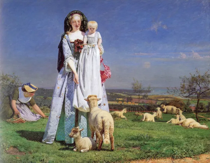 Framed Print : The Pretty Baa-Lambs, 1859. Artist: Ford Madox Brown Framed Print : The Pretty Baa-Lambs, 1859. Artist: Ford Madox Brown