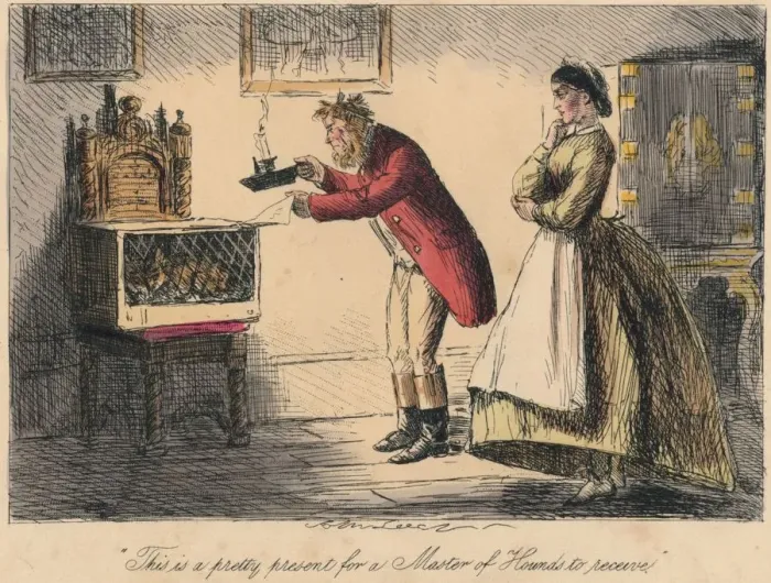 Framed Print : This is a pretty present for a Master of Hounds to receive, 1865. Artists: John Leech, Hablot Knight Browne Framed Print : This is a pretty present for a Master of Hounds to receive, 1865. Artists: John Leech, Hablot Knight Browne