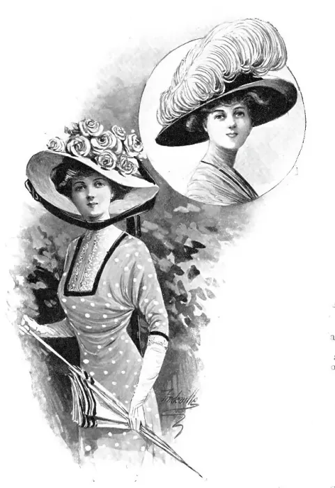 Framed Print : A pretty summer frock and hats, 1909. Creator: Unknown Framed Print : A pretty summer frock and hats, 1909. Creator: Unknown