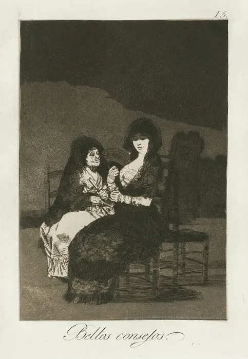 Framed Print : Pretty Teachings (Bellos Consejos), 1799, Printed 1868. Creator: Francisco Goya Framed Print : Pretty Teachings (Bellos Consejos), 1799, Printed 1868. Creator: Francisco Goya