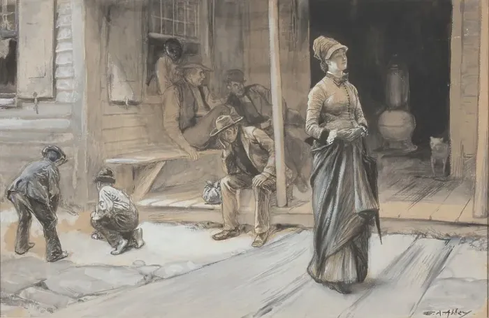 Framed Print : With Pride Upon Her Brow, c. 1878. Creator: Edwin Austin Abbey Framed Print : With Pride Upon Her Brow, c. 1878. Creator: Edwin Austin Abbey