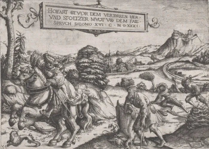 Framed Print : Pride goeth before a fall, 1531. Creator: Christoph Bockstorffer Framed Print : Pride goeth before a fall, 1531. Creator: Christoph Bockstorffer