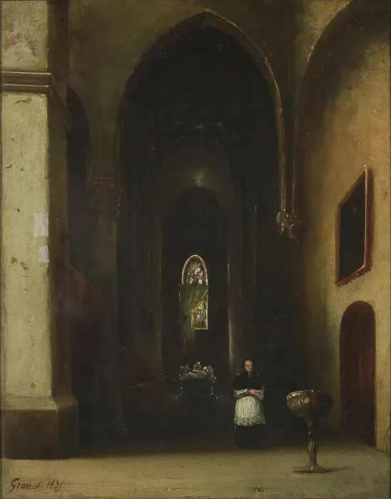 Framed Print : Priest in a church, 1835. Creator: Unknown