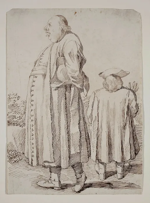 Framed Print : A Priest Walking and a Man Seen From the Back, between 1674 and 1755. Creator: Pier Leone Ghezzi Framed Print : A Priest Walking and a Man Seen From the Back, between 1674 and 1755. Creator: Pier Leone Ghezzi
