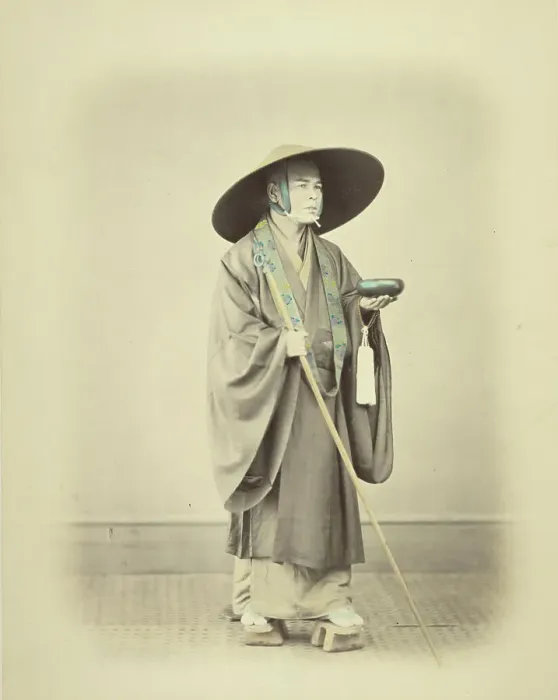 Framed Print : Priest with Walking Stick, about 1868. Creator: Felice Beato Framed Print : Priest with Walking Stick, about 1868. Creator: Felice Beato