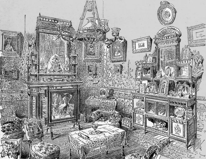 Framed Print : A Prima Donnas Home; Sketches at Craig-y-Nos Castle, Madame Patti-Nicolinis Residence in South W Creator: Unknown Framed Print : A Prima Donnas Home; Sketches at Craig-y-Nos Castle, Madame Patti-Nicolinis Residence in South W Creator: Unknown