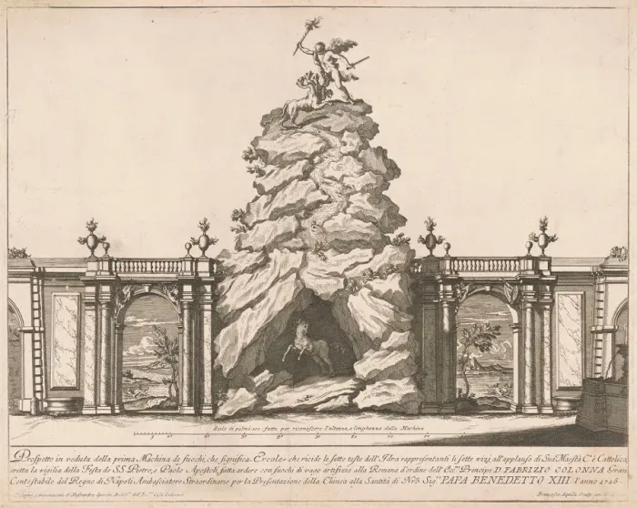 Framed Print : The Prima Macchina for the Chinea of 1726: Hercules and the Hydra, 1726 Framed Print : The Prima Macchina for the Chinea of 1726: Hercules and the Hydra, 1726