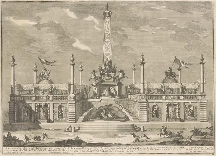 Framed Print : The Prima Macchina for the Chinea of 1758: A Deliziosa with Hanging Gardens, 1758. Creator: Giuseppe Pozzi. The Prima Macchina for the Chinea of 1758: A Deliziosa with Hanging Gardens, 1758. Creator: Giuseppe Pozzi