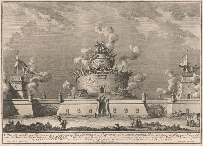 Framed Print : The Prima Macchina for the Chinea of 1759: A Fortress, 1759. Creator: Giuseppe Vasi Framed Print : The Prima Macchina for the Chinea of 1759: A Fortress, 1759. Creator: Giuseppe Vasi