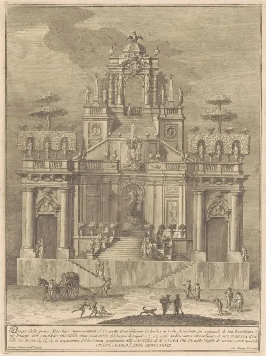 Framed Print : The Prima Macchina for the Chinea of 1778: A Countryside Belevedere with Hercules Framed Print : The Prima Macchina for the Chinea of 1778: A Countryside Belevedere with Hercules