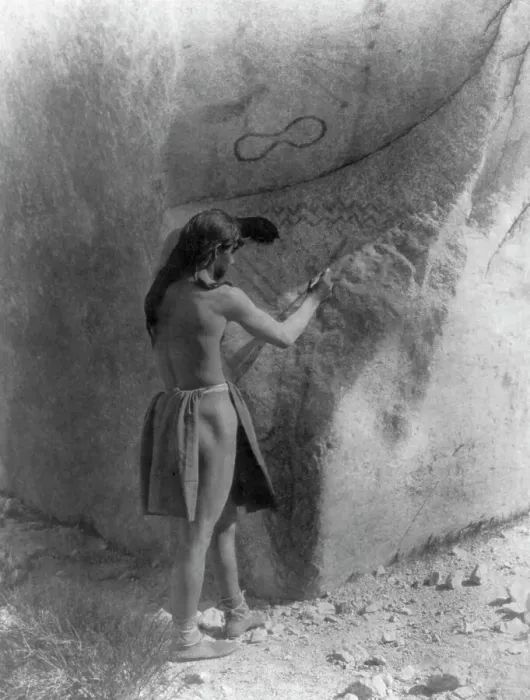 Framed Print : The primitive artists-Paviotso, c1924. Creator: Edward Sheriff Curtis Framed Print : The primitive artists-Paviotso, c1924. Creator: Edward Sheriff Curtis