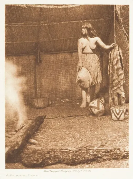 Framed Print : A Primitive Camp, 1912. Creator: Edward Sheriff Curtis Framed Print : A Primitive Camp, 1912. Creator: Edward Sheriff Curtis