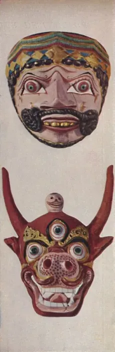 Framed Print : Primitive Cultures in Ritual and Festival Masks - Festival mask and Cow-face mask, c1935